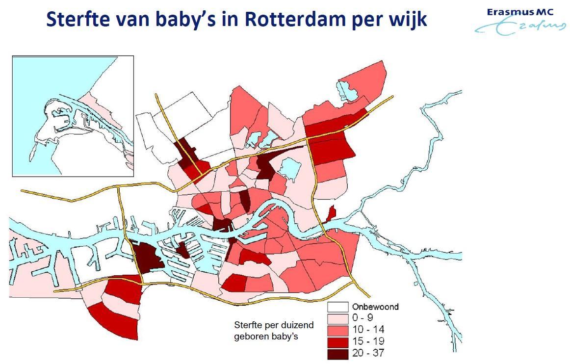 kaartje rotterdam babysterfte per wijk